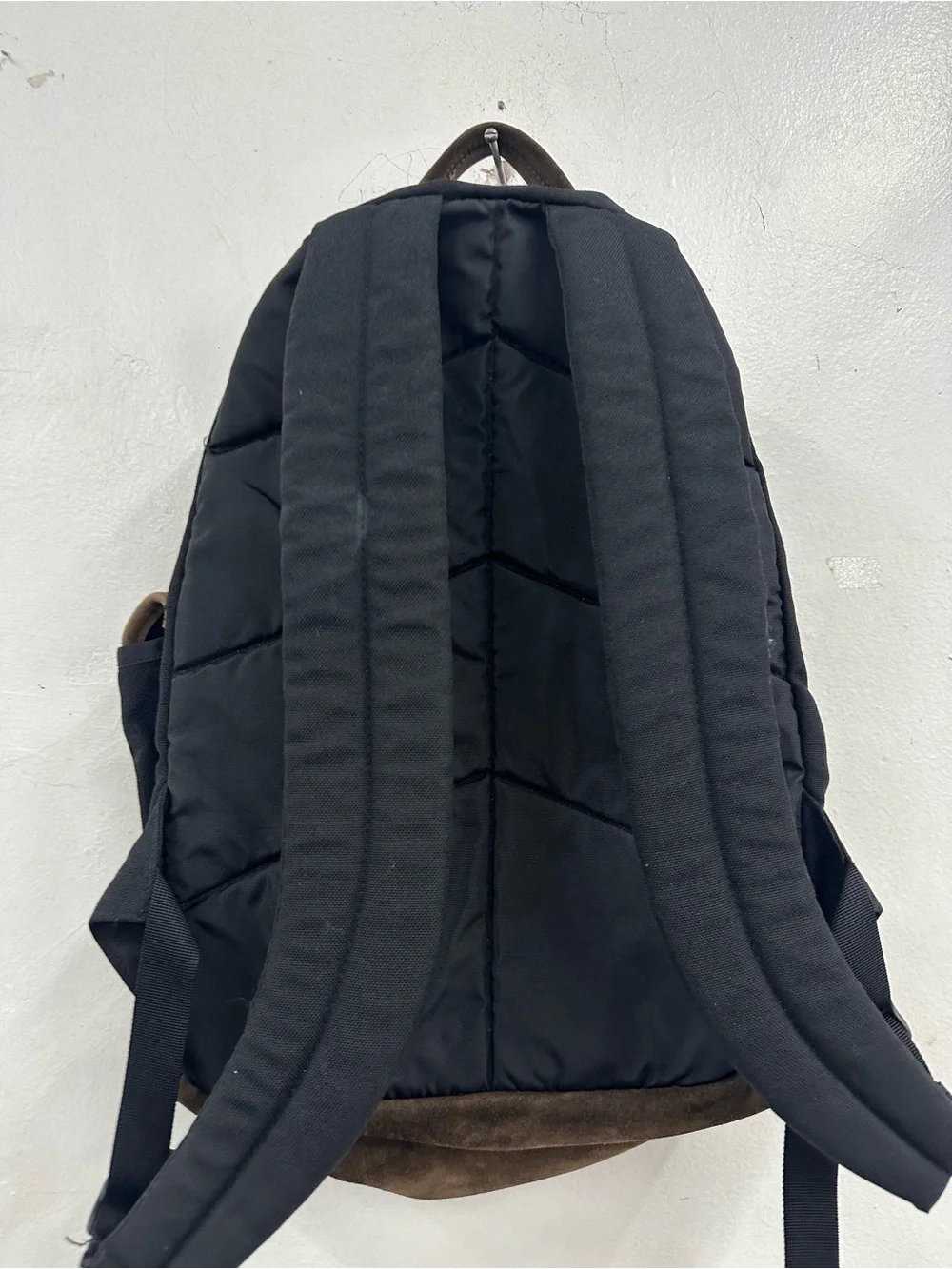 Eddie Bauer Brown & Gray Suede-Accent Men's Backpack vintage leather